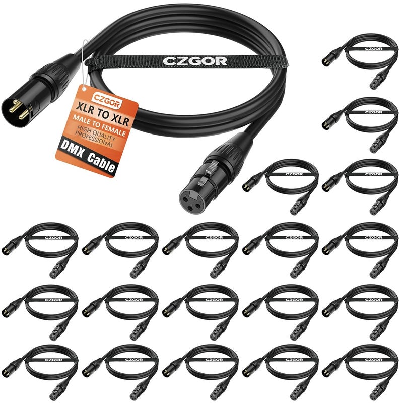 Czgor DMX Cable 4ft 20 Pack, Flexible 3 Pin Gold-Plated XLR Male to Female Cable Wire for Stage Lighting Signal XLR Connection Compatible with Microphone, Stage Light, Par Light Input & Output - Image 1
